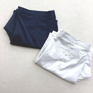 Pro Tour Golf Shorts Mens 40 White Navy Blue Performance Stretch Bundle 2 pack